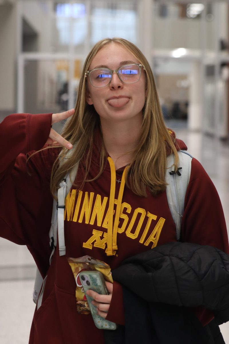 Senior Lilly Trager makes a silly face in the OHS Hallways. 