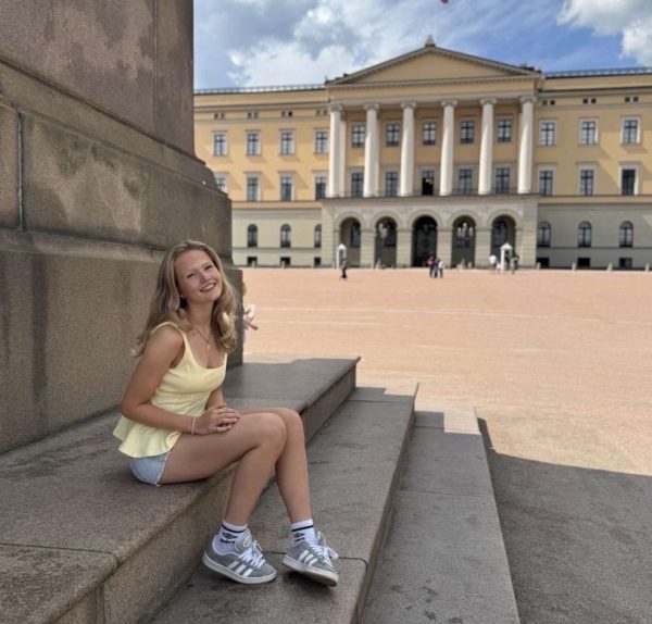 Foreign Exchange student Emilie Storheil sits in her home country.