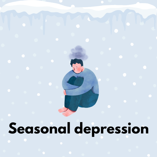 An image showing a person struggling with seasonal depression. Created by Ramala Dahir