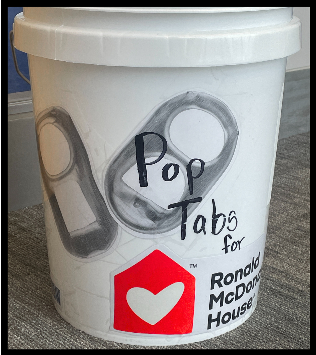 One of the various Pop Tab buckets, located throughout many hallways in OHS. 
