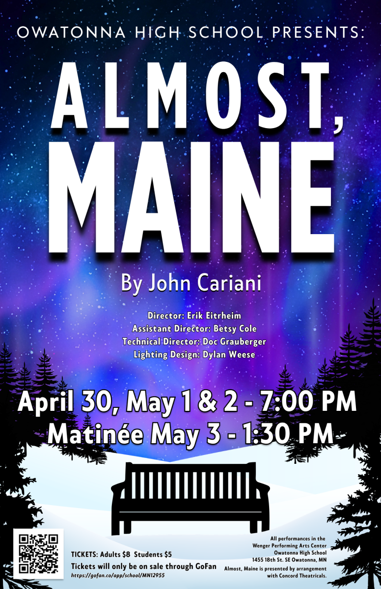 Flyer from Eitrheim that has been displayed through the school to spread the information at the play.