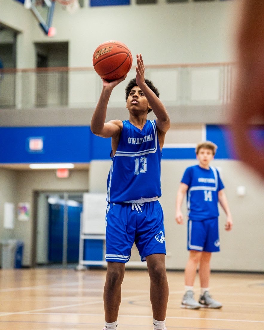 Sabir Mubarak his freshman year playing basketball.