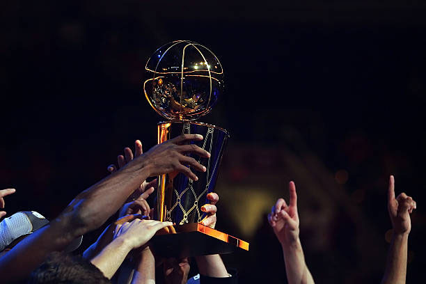The Larry O'Brien Trophy, given to the winner of the NBA Finals