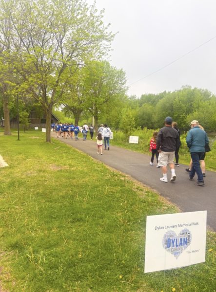 Students and families begin their mental health walk.