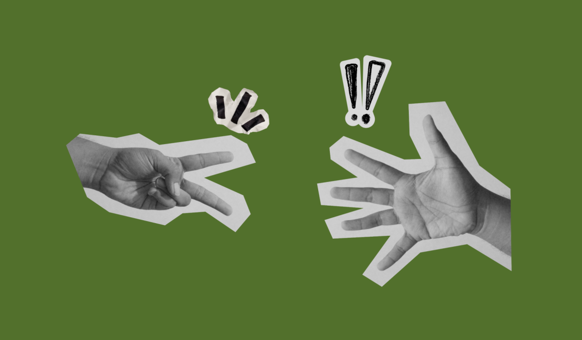 A casual game of rock, paper, scissors
(Canva design)