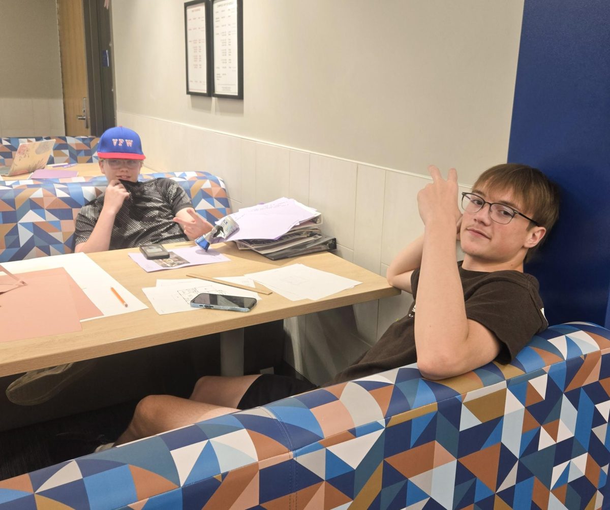 Tanner Leher (Left) and Hunter Truax (Right) working hard in the last few days of school